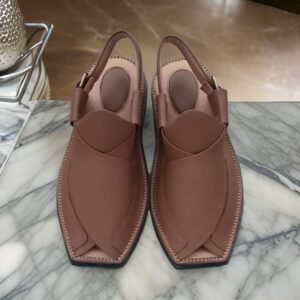 Brown Leather Peshawari Chappal